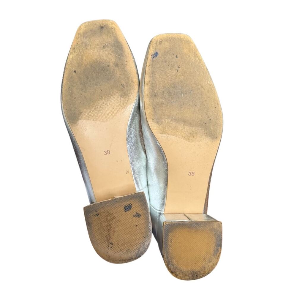 Peche Nico Heels Silver Size US 7.5 /8 Mary Jane Style Strap Small Heel - Picture 6 of 13